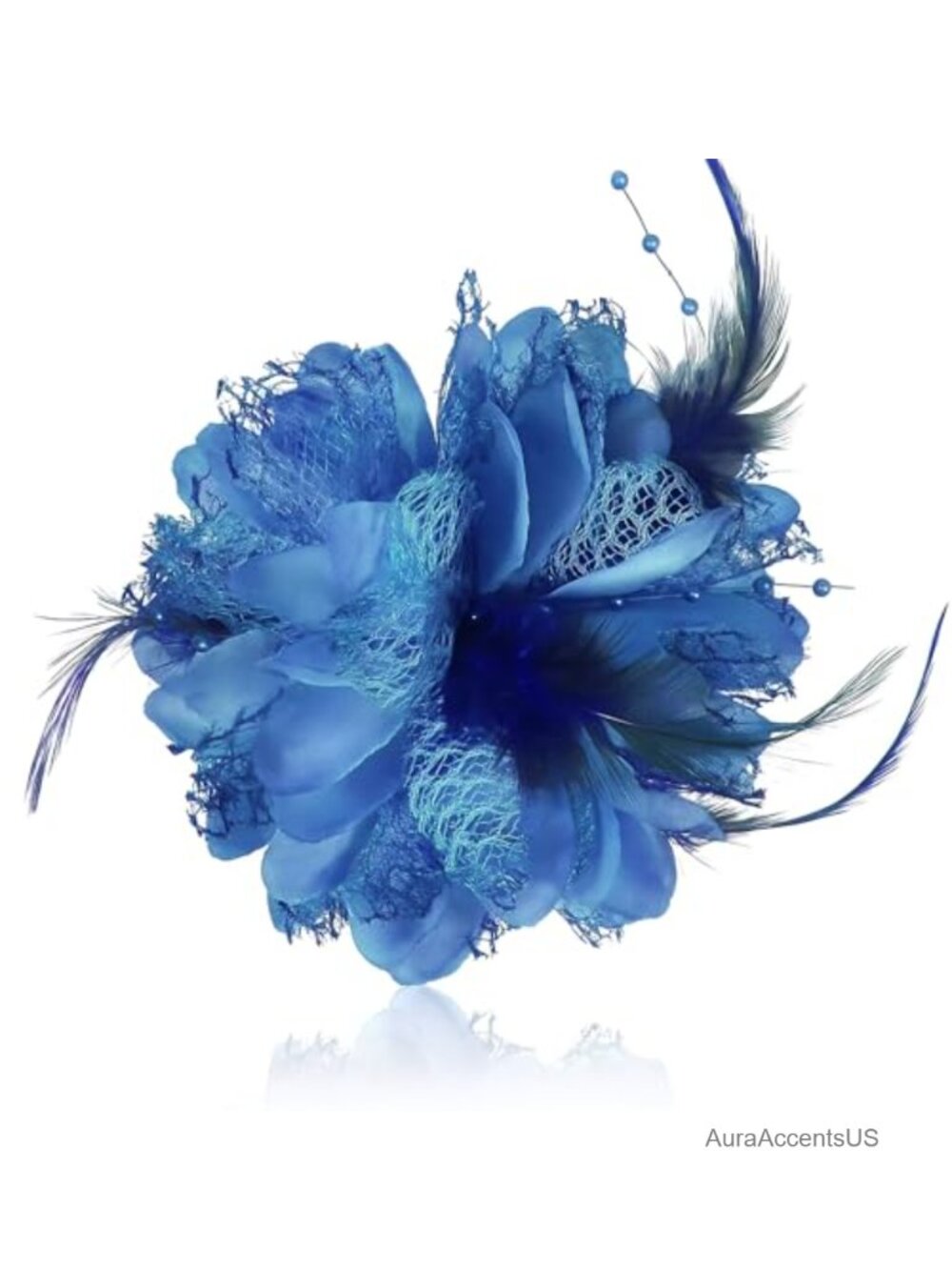 Elegant Flower Hair Clip & Brooch Pin with Mesh Feathers for Women
